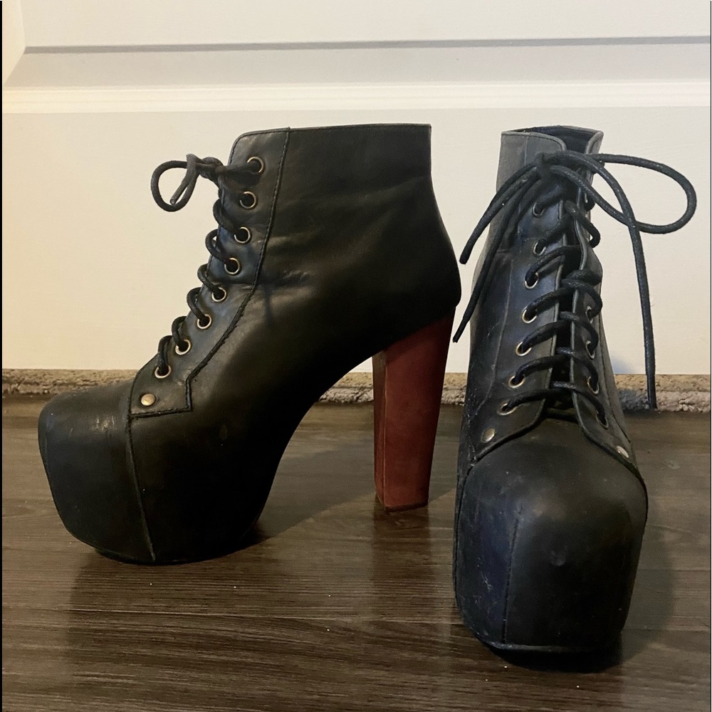 Jeffrey Campbell black heeled boots